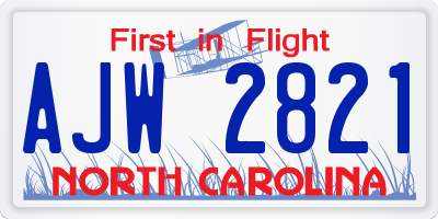 NC license plate AJW2821