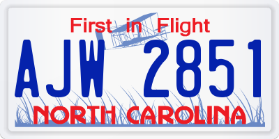 NC license plate AJW2851