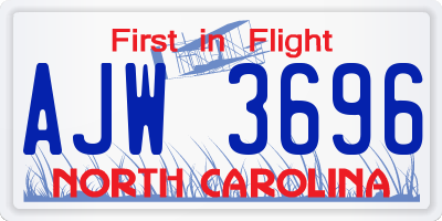 NC license plate AJW3696