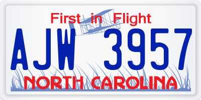 NC license plate AJW3957