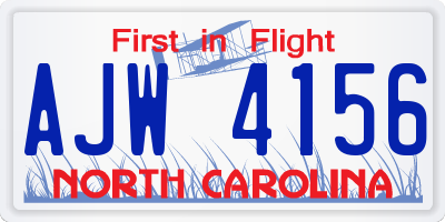NC license plate AJW4156