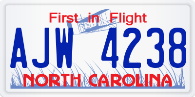 NC license plate AJW4238