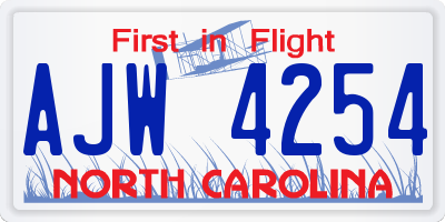 NC license plate AJW4254