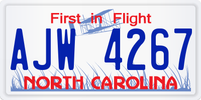 NC license plate AJW4267