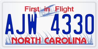 NC license plate AJW4330