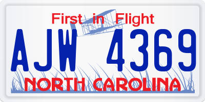 NC license plate AJW4369
