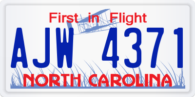 NC license plate AJW4371