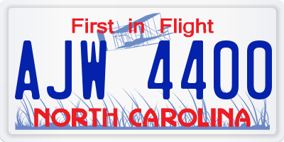 NC license plate AJW4400