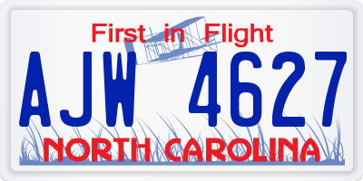 NC license plate AJW4627
