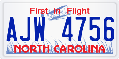 NC license plate AJW4756