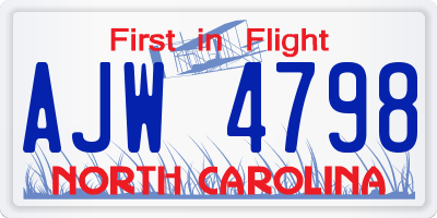 NC license plate AJW4798