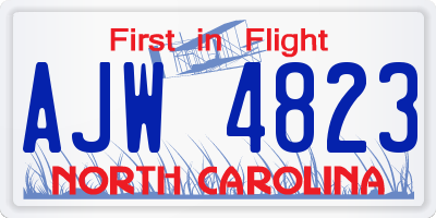 NC license plate AJW4823