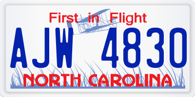 NC license plate AJW4830