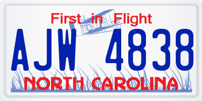 NC license plate AJW4838