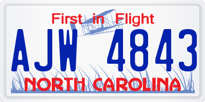 NC license plate AJW4843
