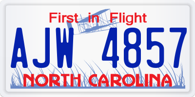 NC license plate AJW4857