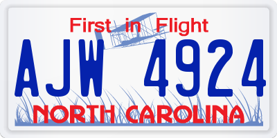 NC license plate AJW4924