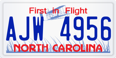 NC license plate AJW4956