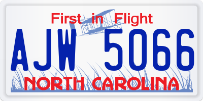 NC license plate AJW5066