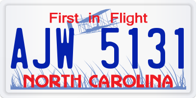 NC license plate AJW5131