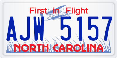 NC license plate AJW5157