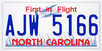 NC license plate AJW5166