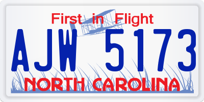 NC license plate AJW5173