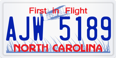 NC license plate AJW5189