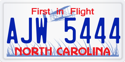 NC license plate AJW5444