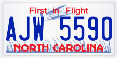 NC license plate AJW5590