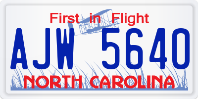 NC license plate AJW5640