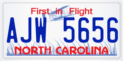 NC license plate AJW5656