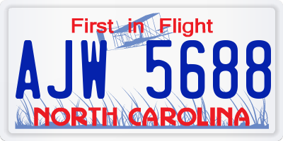 NC license plate AJW5688