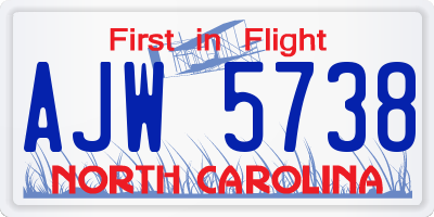 NC license plate AJW5738