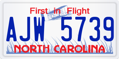 NC license plate AJW5739