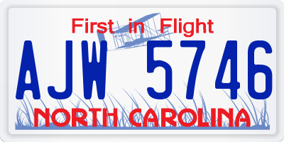 NC license plate AJW5746