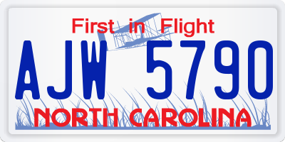 NC license plate AJW5790