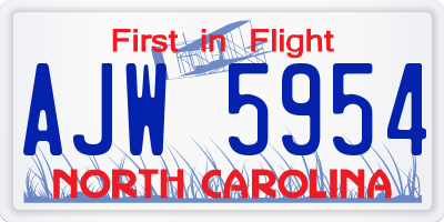 NC license plate AJW5954