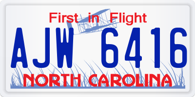 NC license plate AJW6416