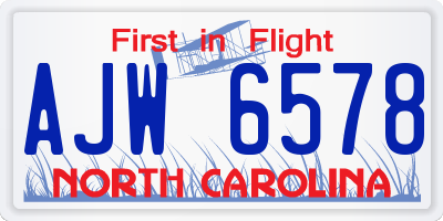 NC license plate AJW6578