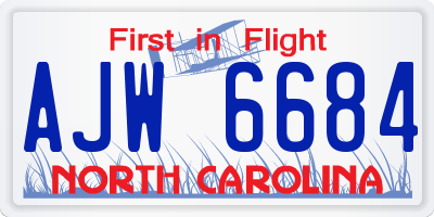 NC license plate AJW6684