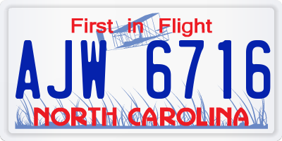 NC license plate AJW6716