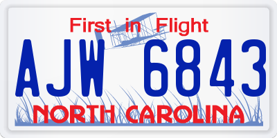 NC license plate AJW6843