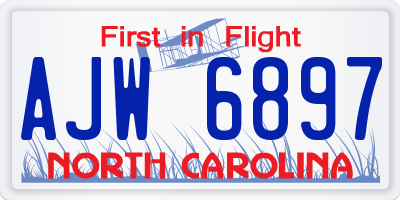 NC license plate AJW6897