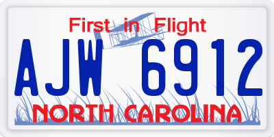 NC license plate AJW6912