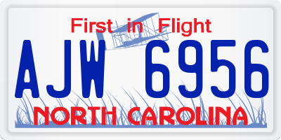 NC license plate AJW6956