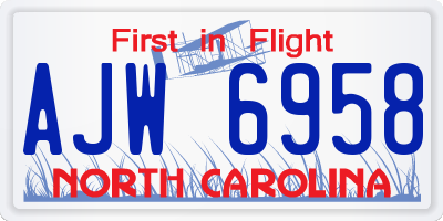 NC license plate AJW6958