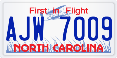 NC license plate AJW7009