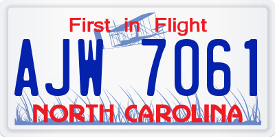 NC license plate AJW7061