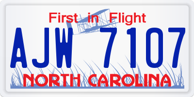 NC license plate AJW7107
